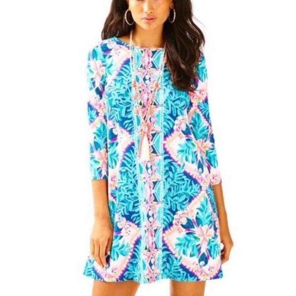 Lilly Pulitzer Seaside Aqua Coconut Cove Engineered Ophelia Dress Size Small